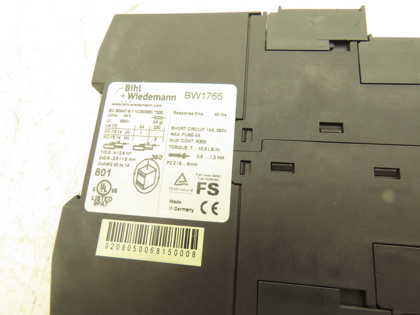 Bihl+Wiedemann BW1765 Asi Consortium Safety Monitor 2 Inputs 2 x 2 Relay Outputs