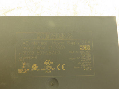 Siemens 3RX9 501-2BA00 AS-i Power AS-Interface Power Supply 24VDC 2.6A Out