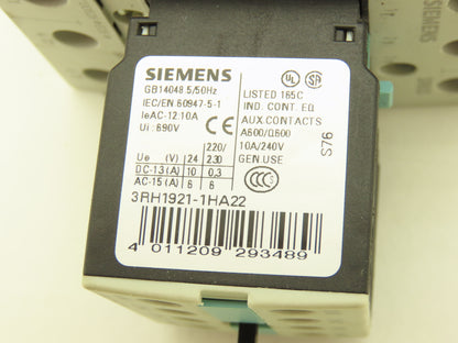 Siemens 3RT1926-1BC00 3RT1035-1AK64 Motor Starter Contactor 40HP 600V 3PH