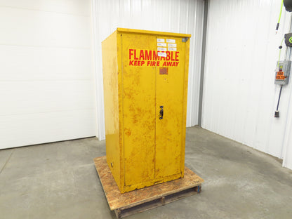 Eagle Flammable Liquid Safety Cabinet Yellow Bi Fold Door 60 Gal Self Closing