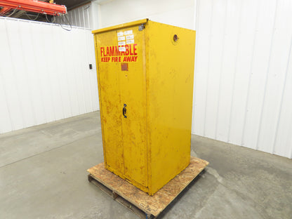 Eagle Flammable Liquid Safety Cabinet Yellow Bi Fold Door 60 Gal Self Closing