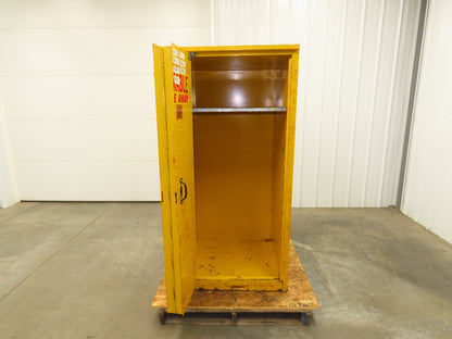 Eagle Flammable Liquid Safety Cabinet Yellow Bi Fold Door 60 Gal Self Closing