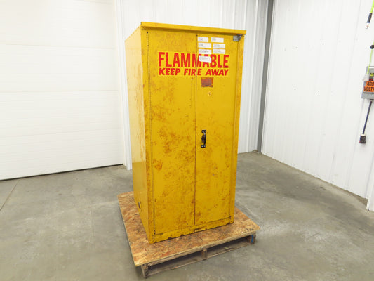 Eagle Flammable Liquid Safety Cabinet Yellow Bi Fold Door 60 Gal Self Closing