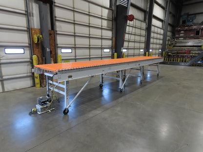 Roach 48"x 22' 6" Portable Roller Conveyor 115V Adj Speed O-Ring Belt Drive 45"H