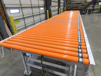 Roach 48"x 22' 6" Portable Roller Conveyor 115V Adj Speed O-Ring Belt Drive 45"H