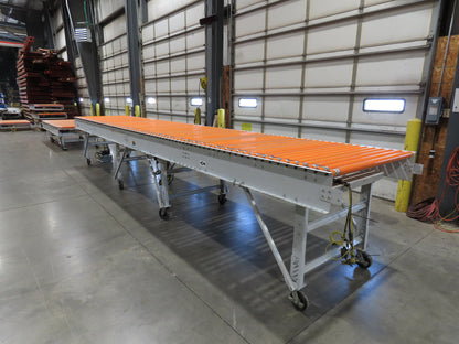 Roach 48"x 22' 6" Portable Roller Conveyor 115V Adj Speed O-Ring Belt Drive 45"H