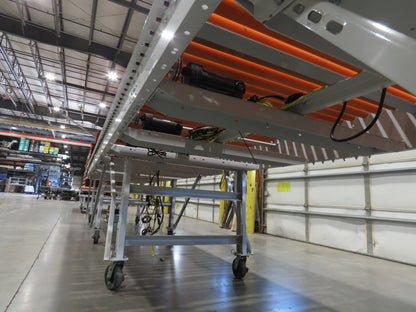 Roach 48"x 22' 6" Portable Roller Conveyor 115V Adj Speed O-Ring Belt Drive 45"H