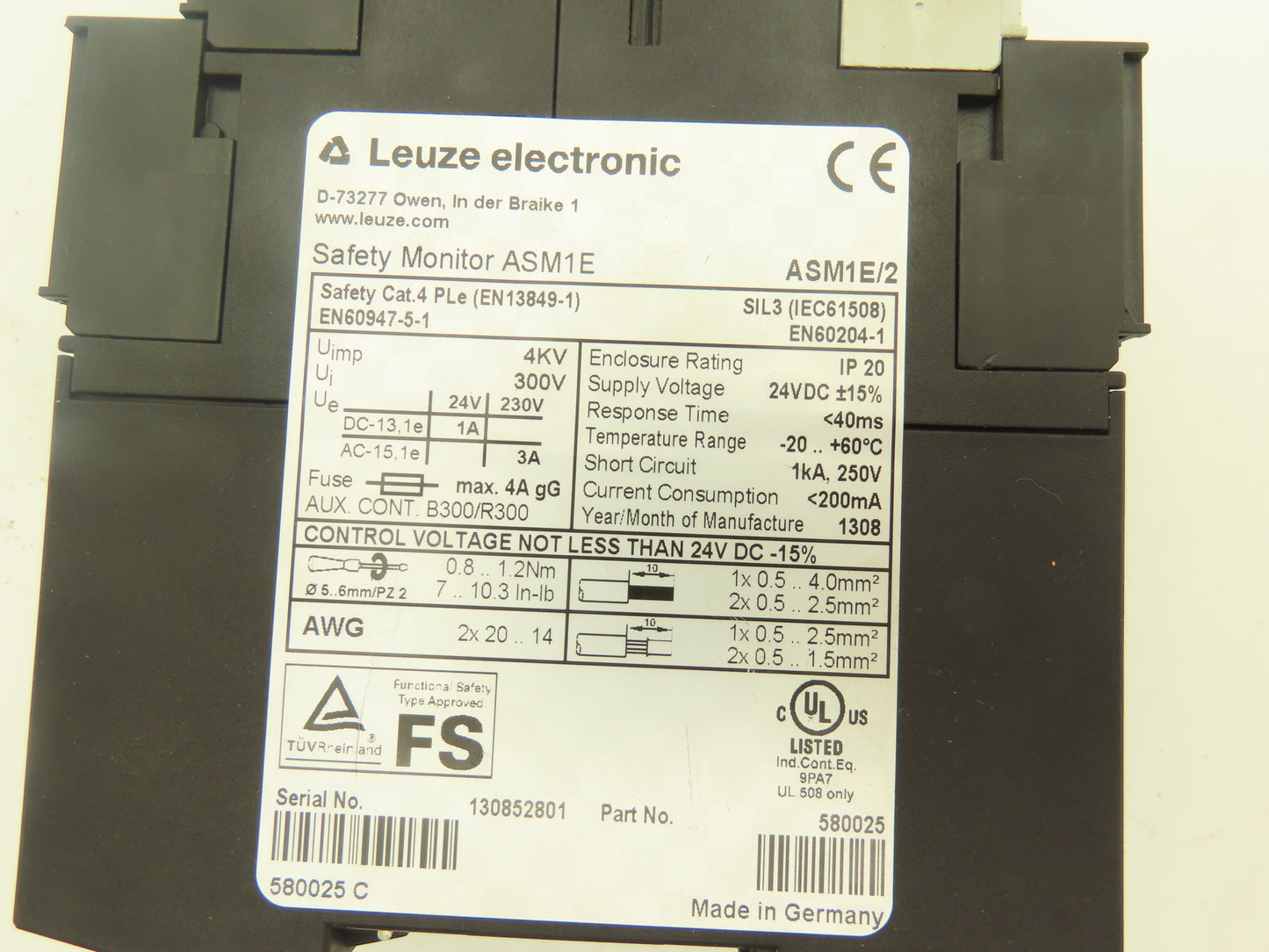 Leuze Electronic ASM1E/2 Safety Monitor 24VDC