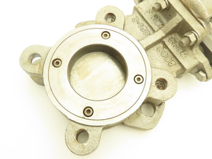 FNW 2000BT Stainless Knife Gate Valve V-Port Rising Stem Metal Seat 3"