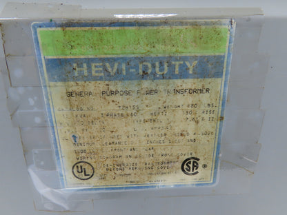 Hevi-Duty T2H15S Stepdown Power Transformer 15kva 3Ph HV 480V LV 208Y/120V