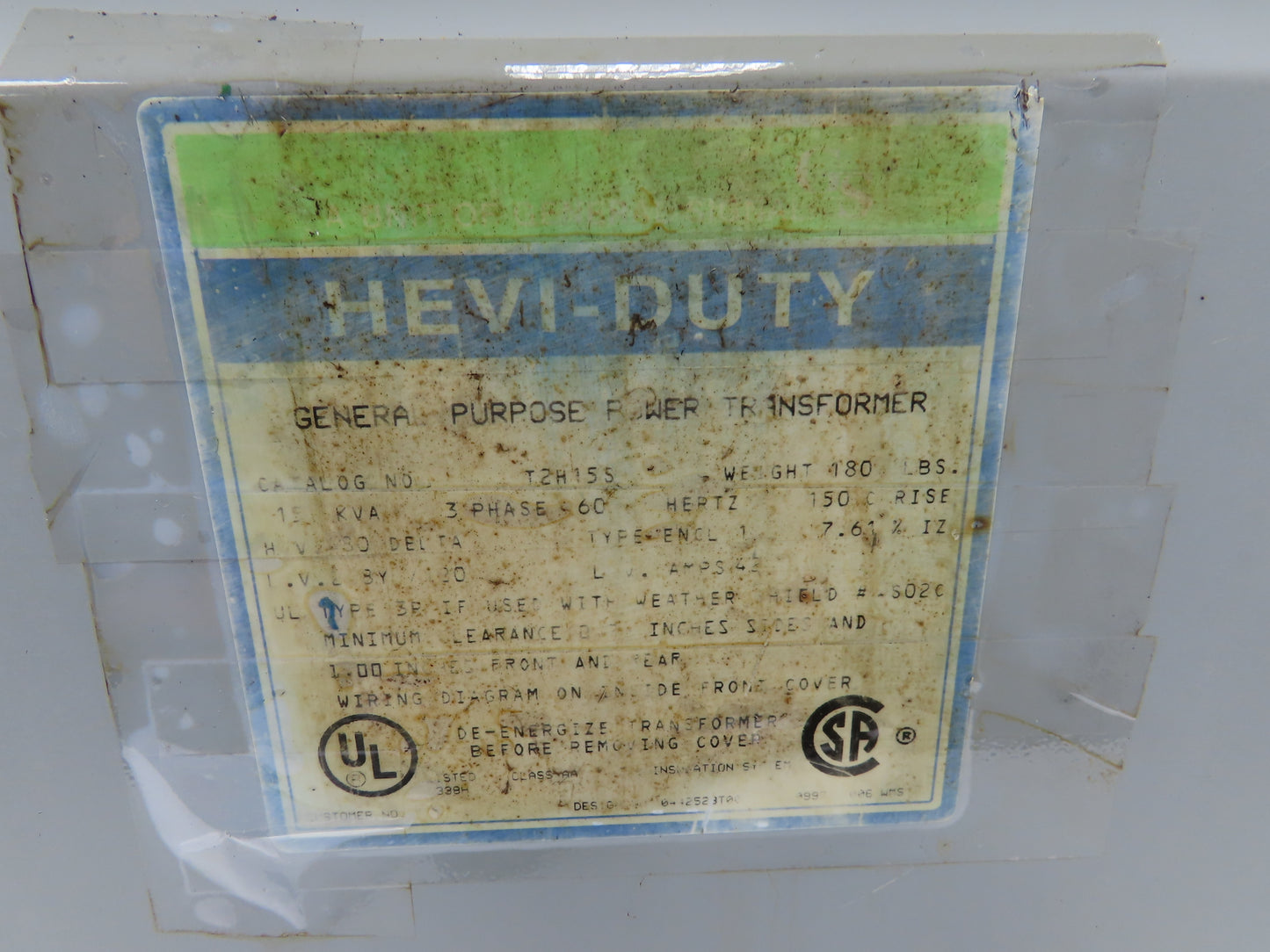 Hevi-Duty T2H15S Stepdown Power Transformer 15kva 3Ph HV 480V LV 208Y/120V