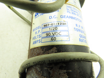 Bison 507-01-123H CNC DC Gearmotor 1/20Hp 90VDC 49:1 Ratio 37RPM Inline Assembly
