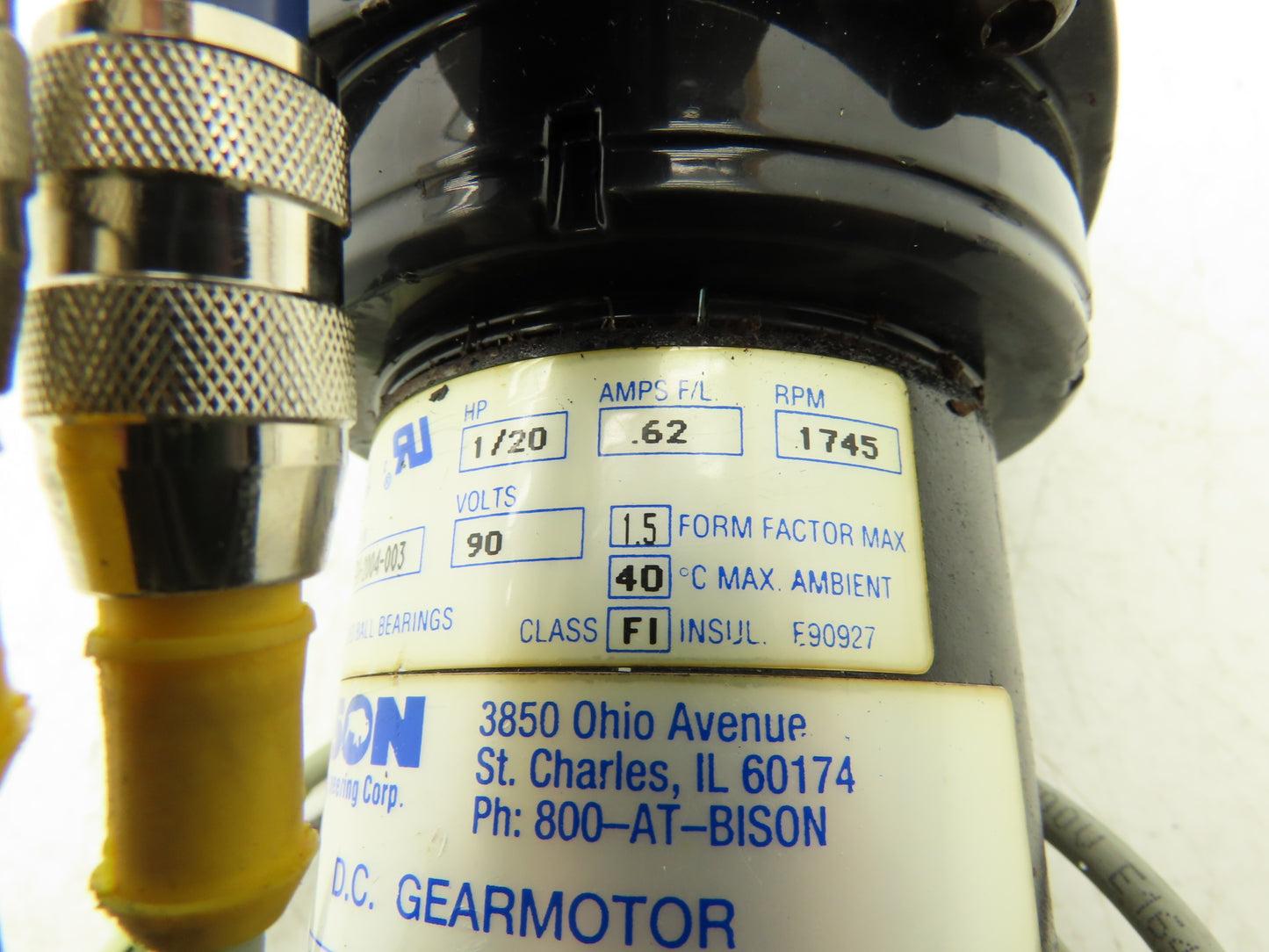 Bison 507-01-123H CNC DC Gearmotor 1/20Hp 90VDC 49:1 Ratio 37RPM Inline Assembly