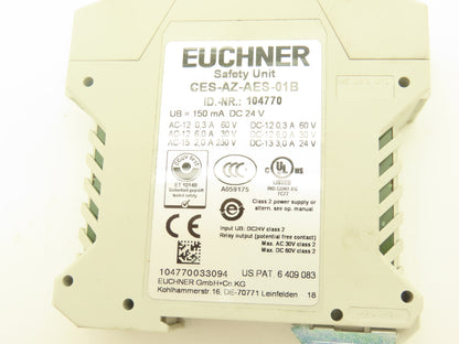 Euchner CES-AZ-AES-01B Evaluation Unit Safety Relay 2 Output 24VDC Din Mount