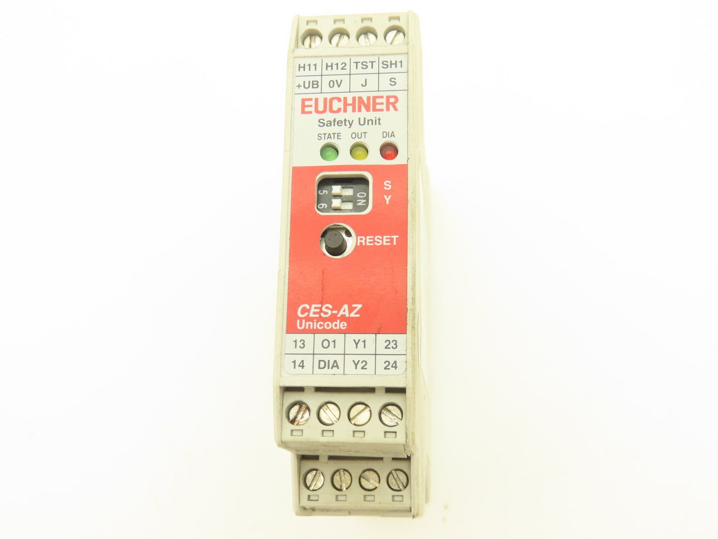 Euchner CES-AZ-AES-01B Evaluation Unit Safety Relay 2 Output 24VDC Din Mount