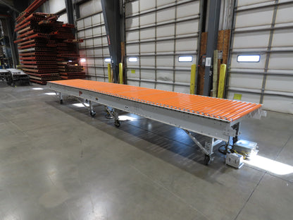 Roach 48"x 22' 6" Portable Roller Conveyor 115V Adj Speed O-Ring Belt Drive 30"H