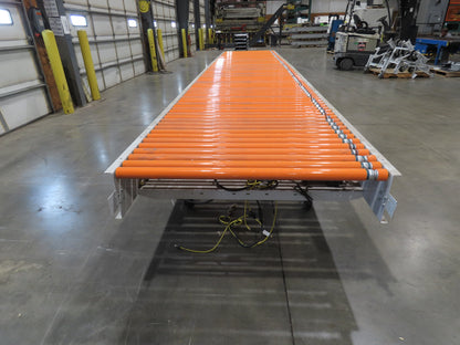 Roach 48"x 22' 6" Portable Roller Conveyor 115V Adj Speed O-Ring Belt Drive 30"H
