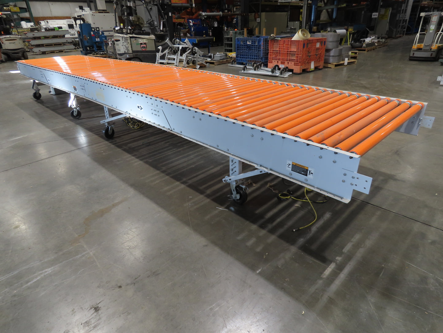 Roach 48"x 22' 6" Portable Roller Conveyor 115V Adj Speed O-Ring Belt Drive 30"H
