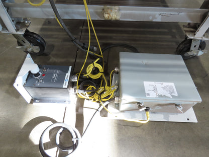 Roach 48"x 22' 6" Portable Roller Conveyor 115V Adj Speed O-Ring Belt Drive 30"H