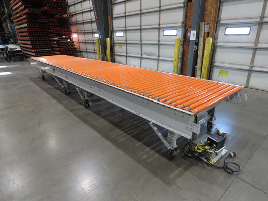 Roach 48"x 22' 6" Portable Roller Conveyor 115V Adj Speed O-Ring Belt Drive 30"H