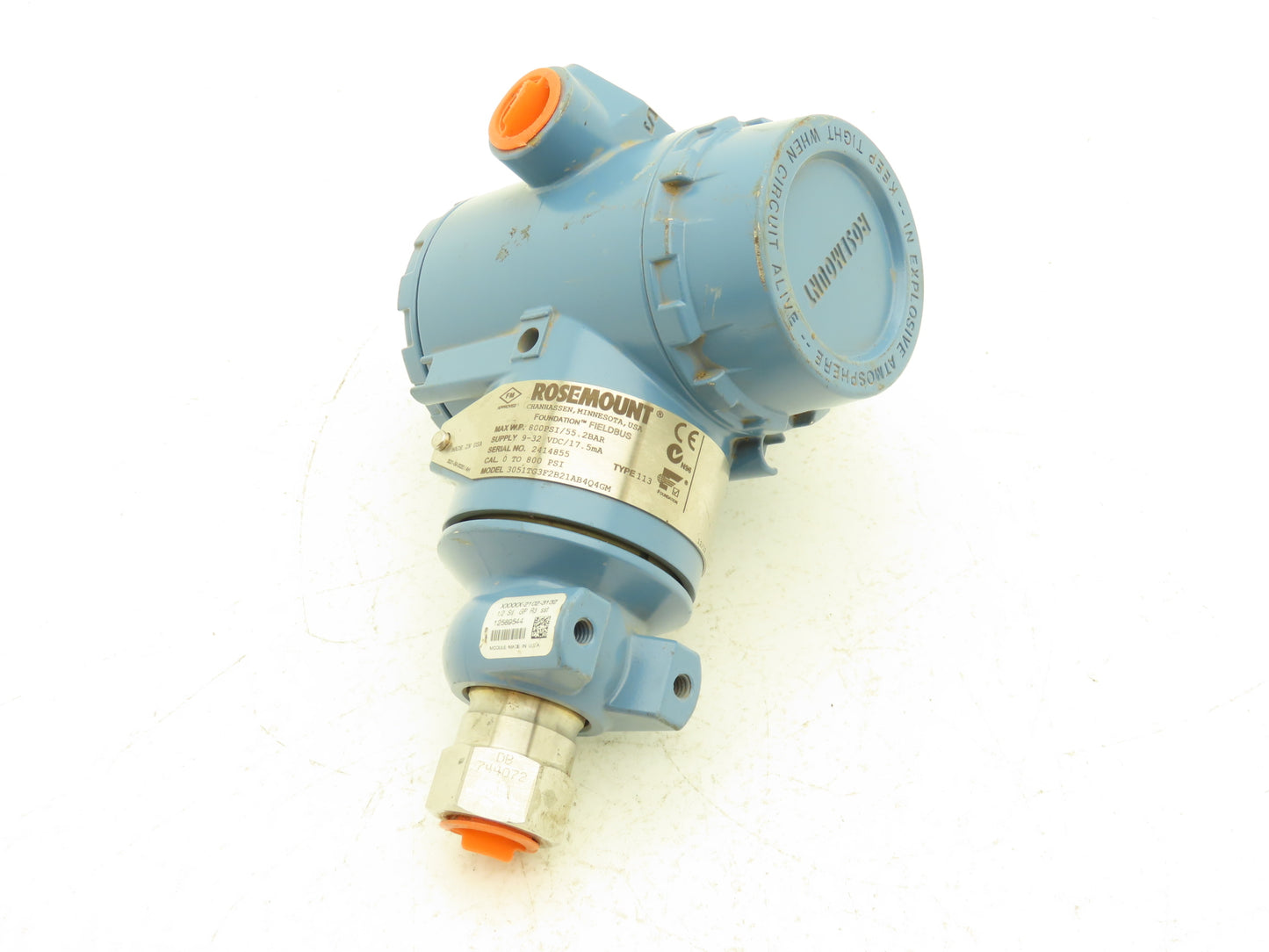 Rosemount 3051TG3F2B21AB4Q4GM Pressure Transmitter 800 PSI Max 9-32VDC