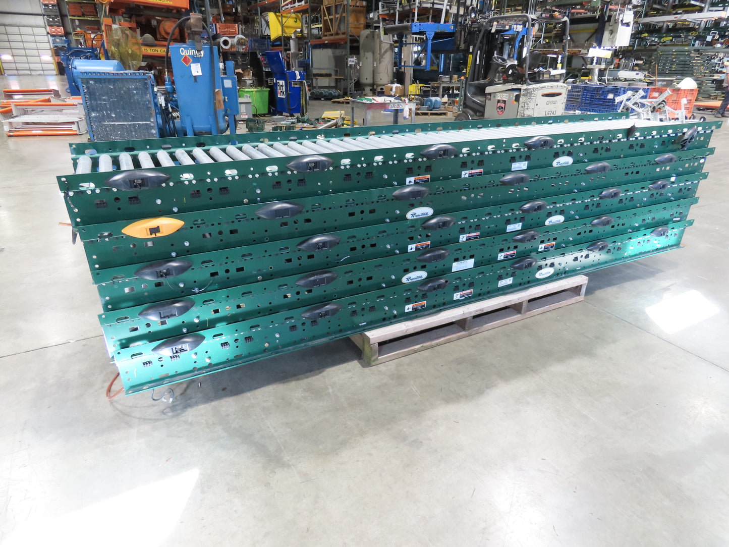 Dematic Rapistan 25"x 12' Gravity Roller Conveyor 22"BF 1.9"  5-Sections 60'L