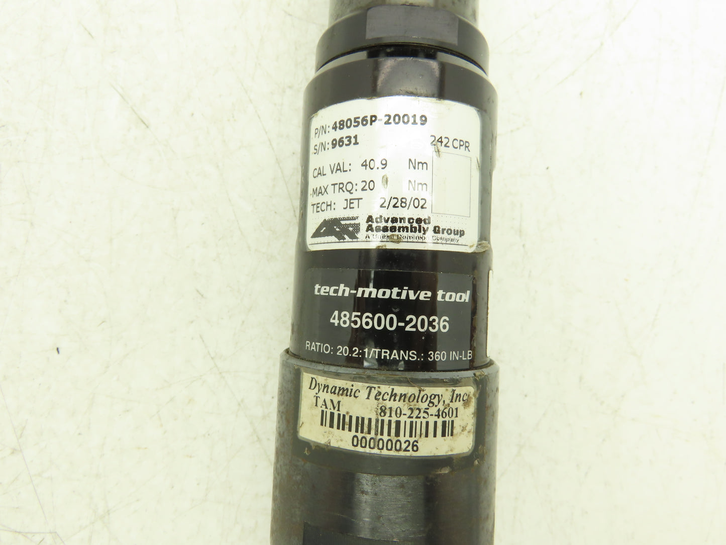 Tech-Motive Tool Servo Nutrunner Inline Tool 3/8" Chuck 40.9Nm 485600-2036