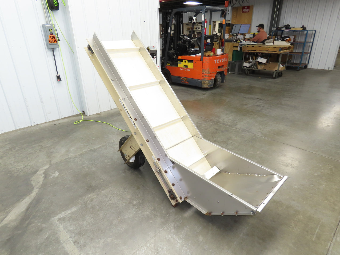 Plastic Process 24"x 80" Portable Incline Conveyor Cleated Belt 115V 1PH 20FPM