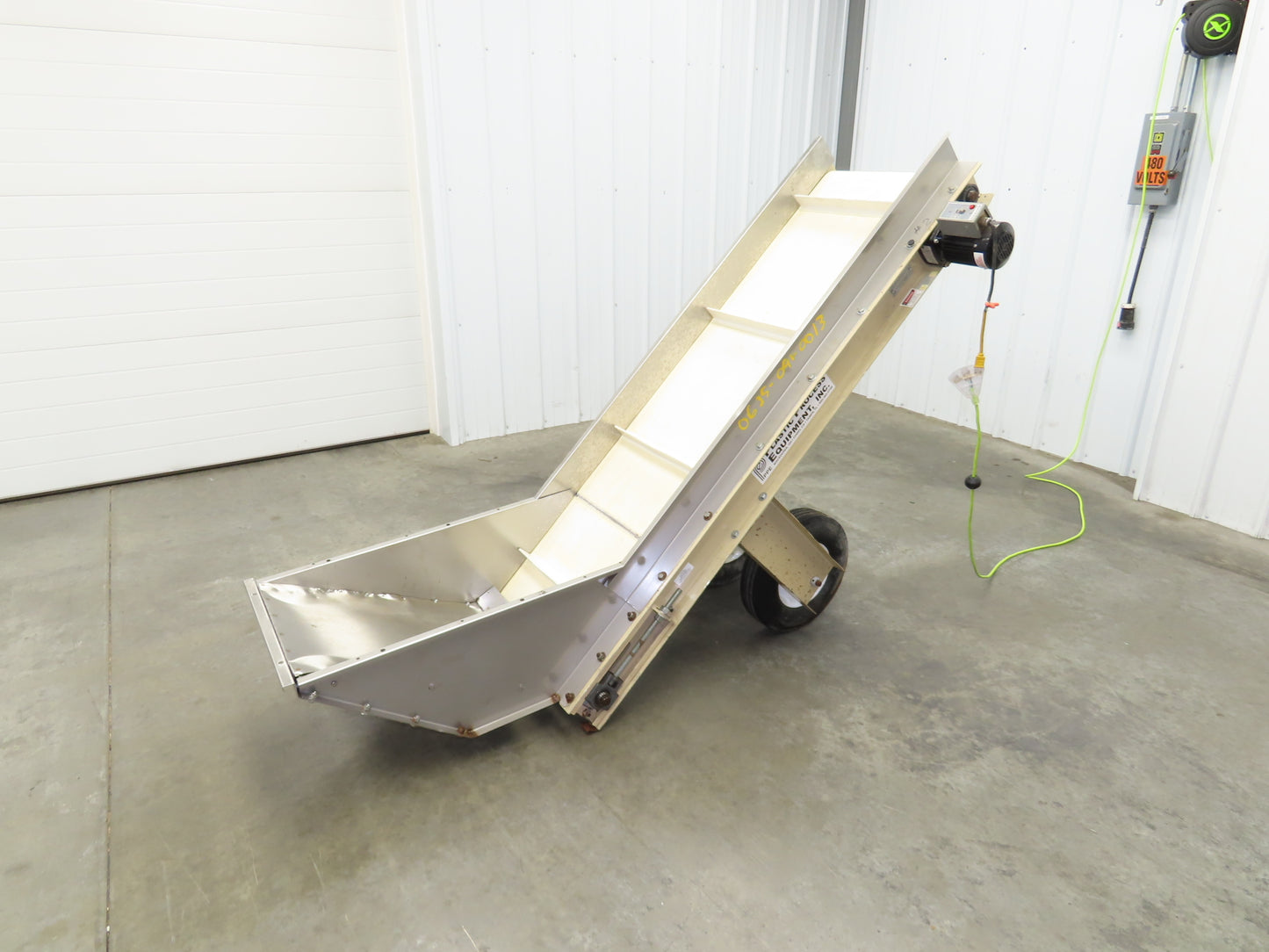 Plastic Process 24"x 80" Portable Incline Conveyor Cleated Belt 115V 1PH 20FPM