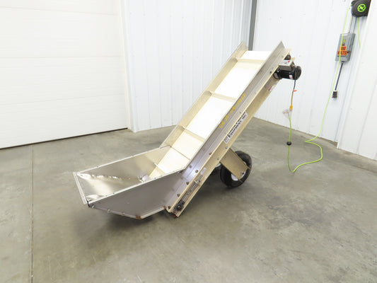 Plastic Process 24"x 80" Portable Incline Conveyor Cleated Belt 115V 1PH 20FPM