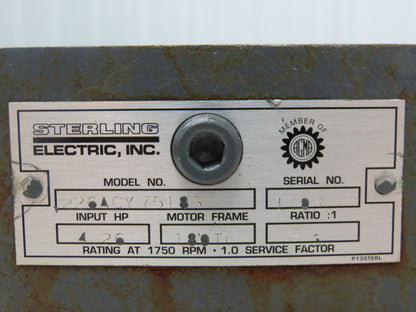 Sterling 226ACY75183 Gearbox 7.5:1 Reducer 4.2Hp 233rpm 180TC RH Output