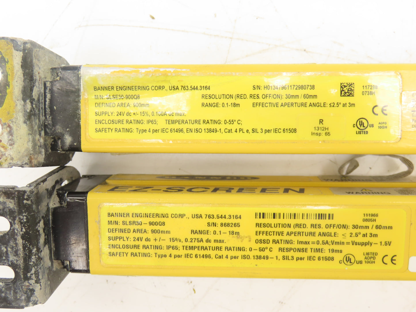 Banner SLSR30-900Q8 EZ-SCREEN Safety Light Curtain Emitter Receiver Set 900mm