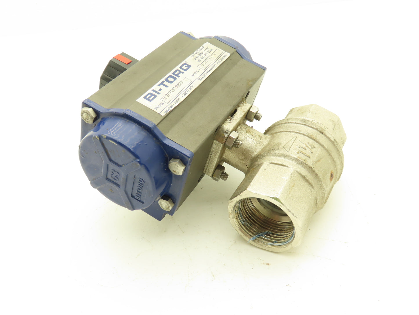 BI-TORQ IS2P1263SRPN 1/4 Turn Pneumatic Actuator 1-1/4" Stainless Ball Valve