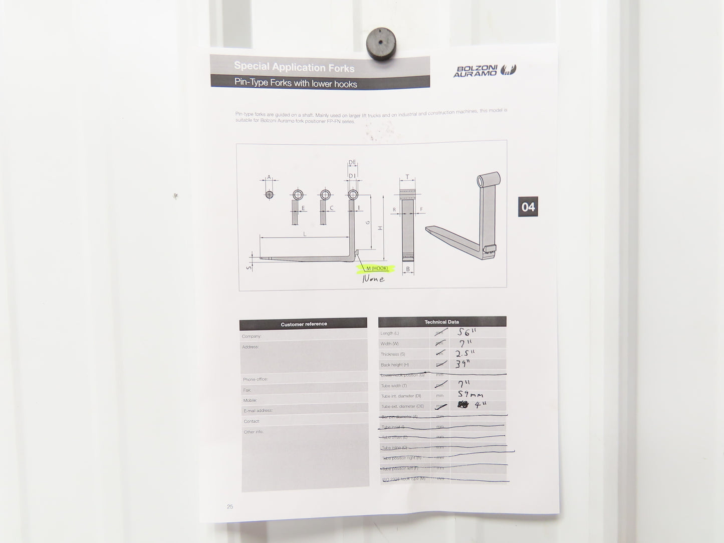 FDF 677309160 2.5x7x56" Pin-Type Shaft-Mounted Forklift Telehandler Forks 1-Pair