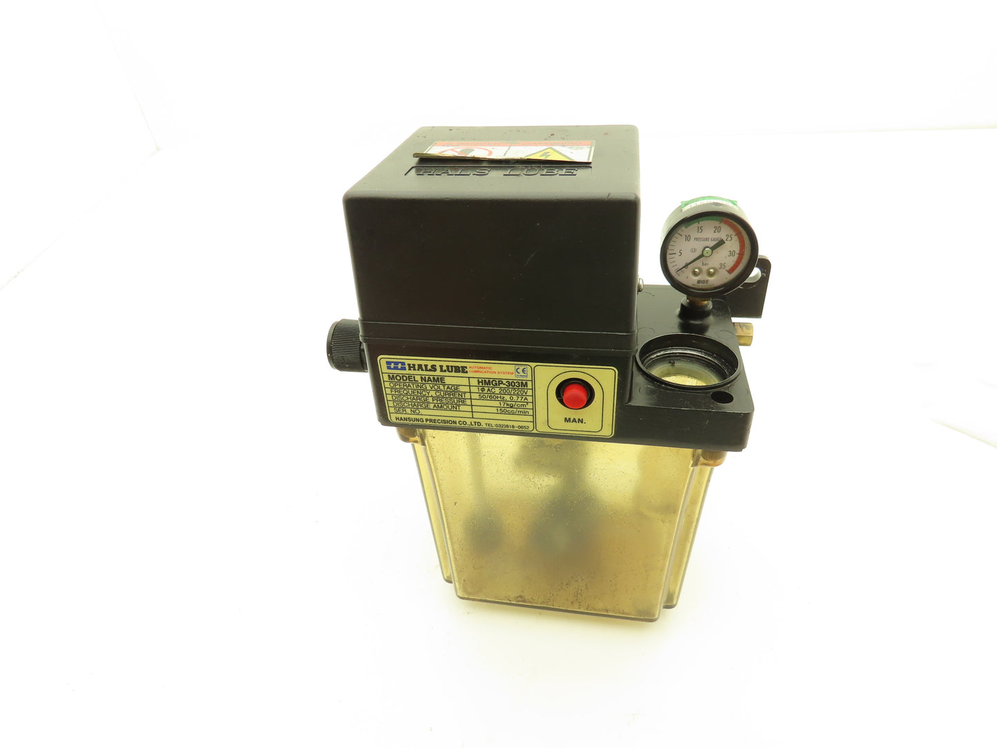 Hansung Hals Lube HMGP-303M Lubricator Oil Pump 2-Liter Tank 150cc/min 220V 1PH