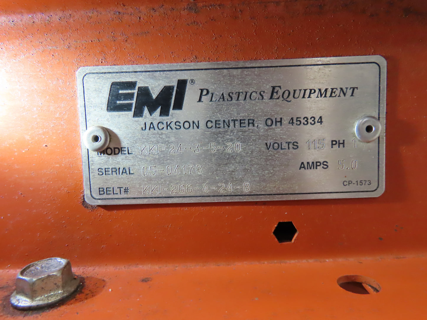 EMI Plastics KKI-24 Adj Incline Belt Conveyor 115V 1PH Variable Speed 1-20FPM
