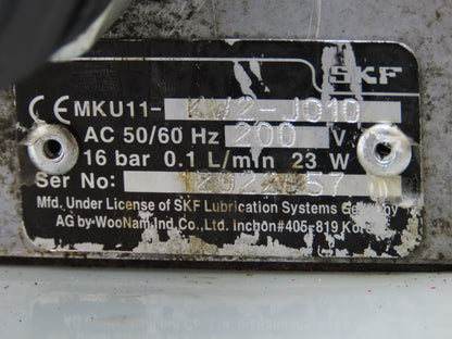 SKF MKU12-BW6-OI18+PSI Lubrication Pump Machine Oiler 6.7L Tank 0.1 L/Min 200V