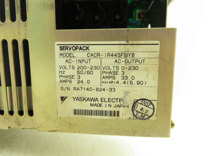 Yaskawa CACR-IR44SFBY8 P00 B12 Servo Drive Controller Servopack 5.9Hp 230VAC 3Ph