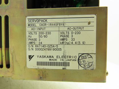 Yaskawa CACR-IR44SFBY8 P00 B12 Servo Drive Controller Servopack 5.9Hp 230VAC 3Ph
