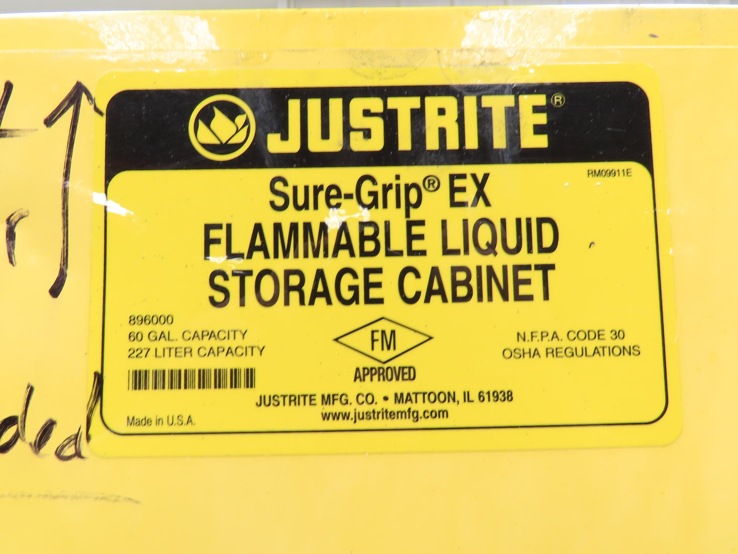 Justrite 896000 Flammable Safety Cabinet 60 Gallon Yellow Flammable Liquid