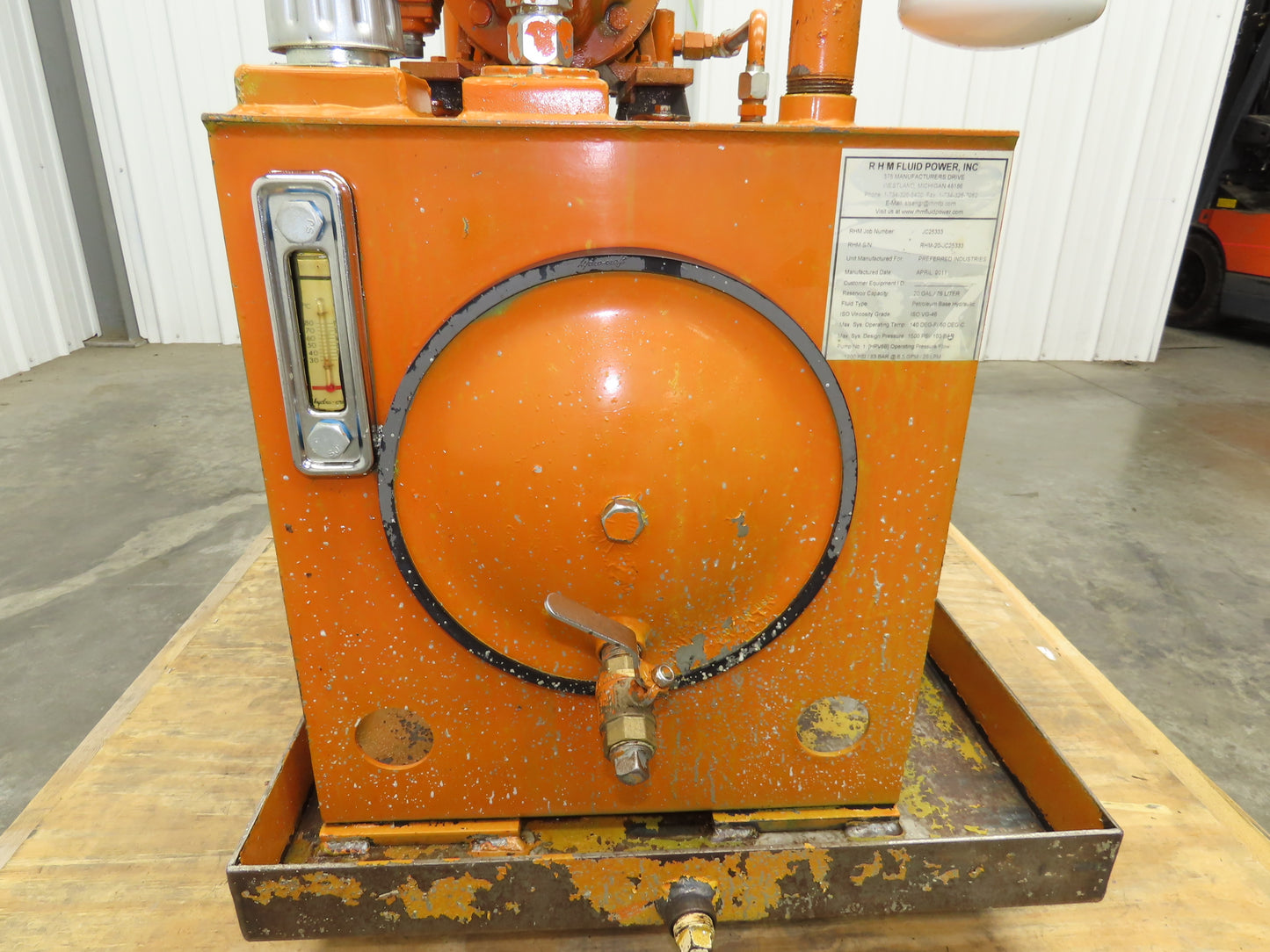 Continental RHM Hydraulic Power Unit 6.5 GPM 3500 PSI 5Hp Pump 25 Gal