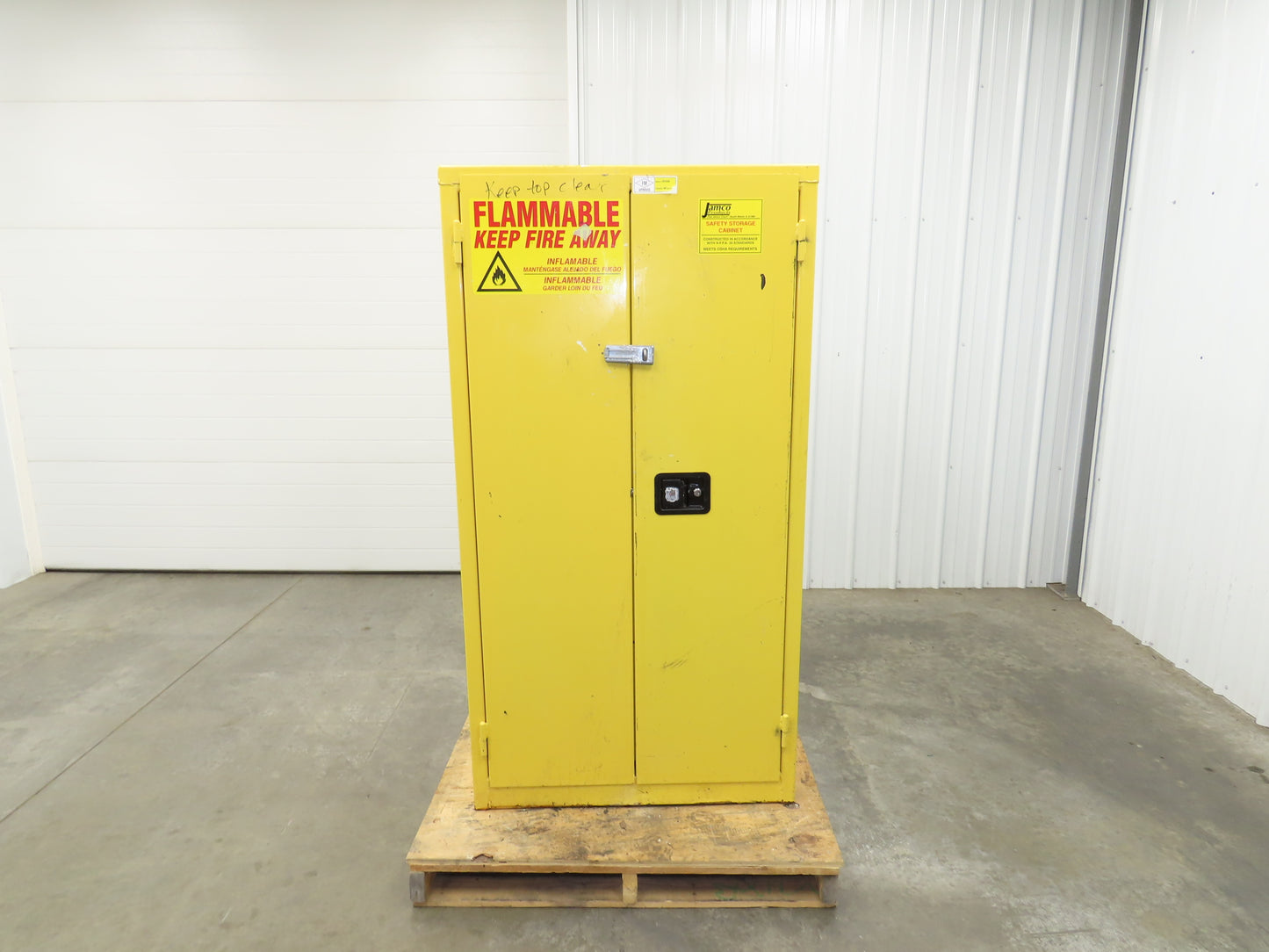 Jamco BM60 Flammable Safety Cabinet 60 Gallon Yellow Flammable Liquid