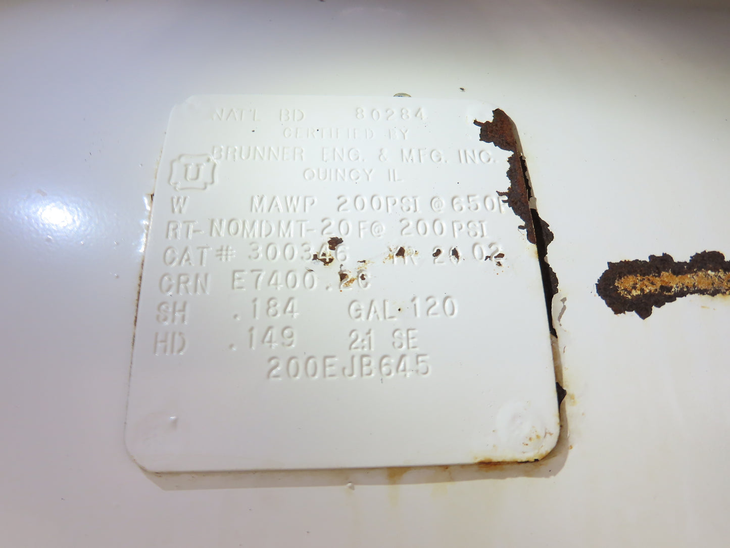 Manchester Compressed Air Receiver Tank 120 Gallon 200PSI 650°F Compressor