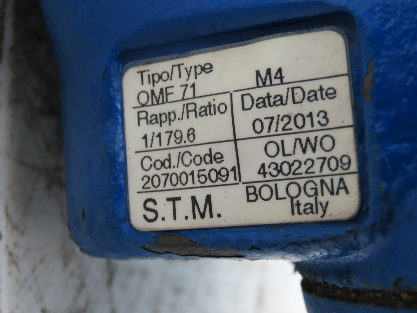 STM OMF 71 Helical Gearbox 179.6:1 Reducer 10rpm 35mm Hollow Shaft