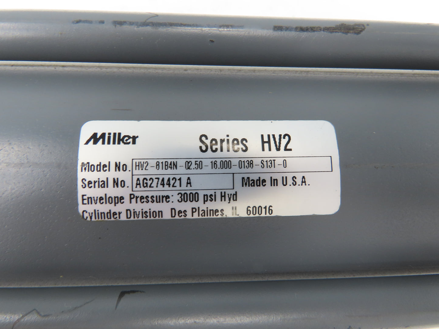 Miller Fluid Power HV2-81B4N Hydraulic Cylinder 2.5"Bore 16"Stroke Head Trunnion