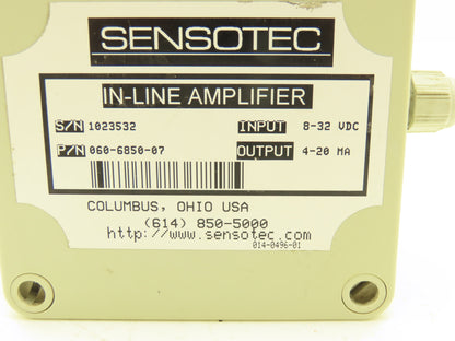 Sensotec 060-6850-07 In Line Amplifier Input 8-32VDC Output 4-20MA