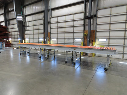 Roach 48"x 26' 9" Portable Roller Conveyor 115V Adj Speed O-Ring Belt Drive 44"H