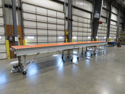 Roach 48"x 26' 9" Portable Roller Conveyor 115V Adj Speed O-Ring Belt Drive 44"H