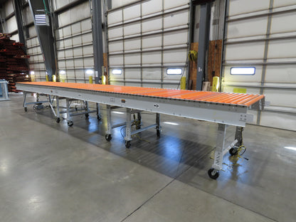 Roach 48"x 26' 9" Portable Roller Conveyor 115V Adj Speed O-Ring Belt Drive 44"H
