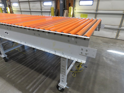 Roach 48"x 26' 9" Portable Roller Conveyor 115V Adj Speed O-Ring Belt Drive 44"H